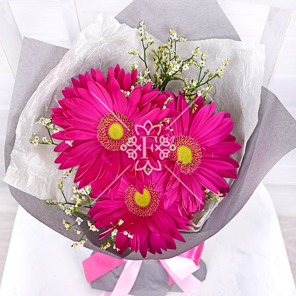 Малиновый закат - букет из гербер